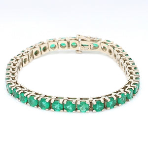 10.00ctw Round Brilliant Cut Emerald Tennis Bracelet
