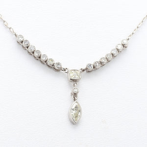 0.76ctw Marquise, Old Mine, and Round Brilliant Cut Diamond Necklace