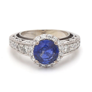 SOLD - 3.08ct Round Brilliant Cut Sapphire Ring