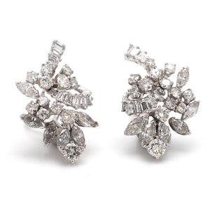 SOLD - 4.00ctw Marquise, Baguette, and Round Brilliant Cut Diamond Earrings