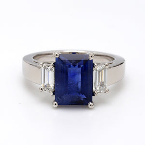 3.65ct Emerald Cut Sapphire Ring