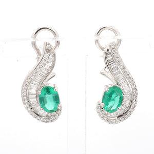 SOLD - 1.60ctw Oval Cut Emerald and Diamond Earrings
