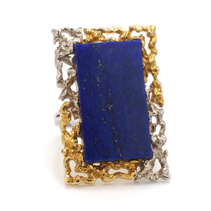 Rectangular Cut Lapis Lazuli Ring