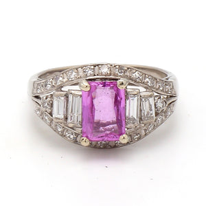 SOLD - 1.53ct Rectangular Cut Pink Sapphire Ring