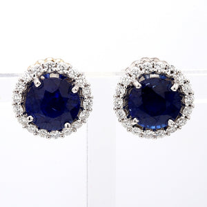 SOLD - 6.35ctw Round Brilliant Cut Sapphire Earrings