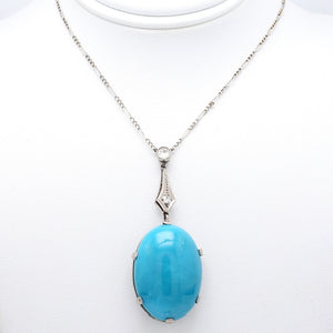 SOLD - 34.38ct Oval Cabochon Cut Turquoise Necklace