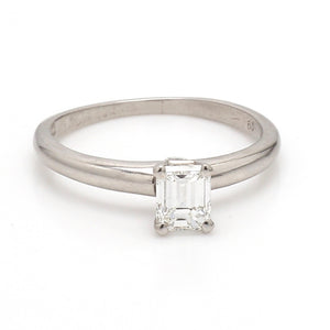 SOLD - 0.65ct H VS2 Emerald Cut Diamond Solitaire Ring - IGI Certified