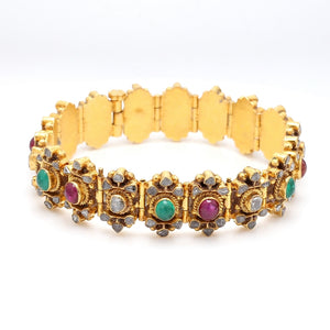 SOLD - 21K Gold, Ruby Emerald and Diamond Bracelet