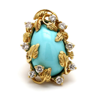 SOLD - Turquoise and Diamond Ring