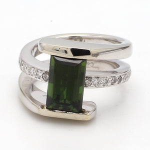 2.74ct Emerald Cut Green Tourmaline Ring