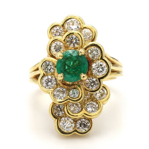 0.88ct Round Brilliant Cut Emerald Ring