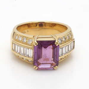 SOLD - 3.44ct Emerald Cut, Purple Pink Sapphire Ring