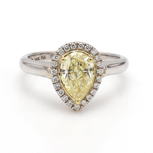 SOLD - 1.06ct Fancy Yellow Pear Shaped Diamond Ring