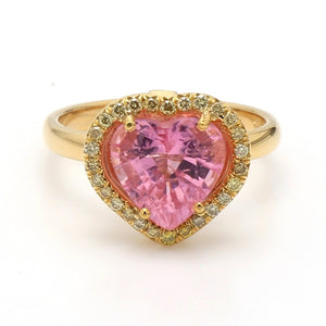 2.66ct Heart Shaped, Pink Tourmaline Ring