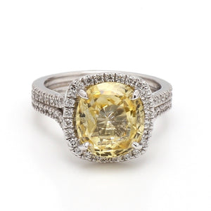 SOLD - 5.43ct Oval Cut, No Heat, Yellow Sapphire Ring - AGL Certified