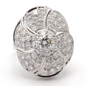 1.71ctw Round Brilliant Cut Diamond, Flower Ring