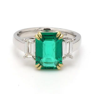 SOLD - 2.40ct Emerald Cut Emerald Ring - AGL Certified