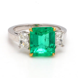 SOLD - 3.75ct Emerald Cut Emerald Ring - AGL Certified