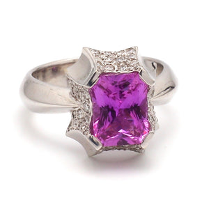 2.89ct Radiant Cut, Pink Sapphire Ring