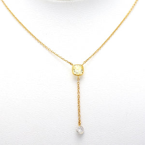 0.55ct Fancy Yellow Cushion Cut Diamond Necklace - GIA Certified