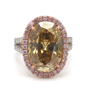 SOLD - 9.99ct Fancy Brown-Yellow Oval Cut Diamond Ring - GIA Certified