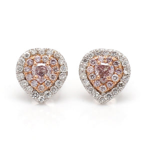 0.38ctw Fancy Pink Heart Shaped Diamond Earrings