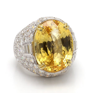 SOLD - 25.83ct Oval Cut, No Heat, Yellow Ceylon Sapphire Ring - AGL Certified