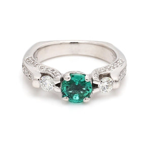 SOLD - 0.93ct Round Brilliant Cut, No Oil, Emerald Ring - GIA Certified