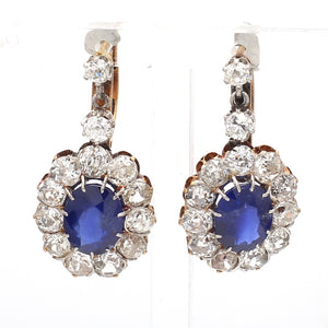 SOLD - 5.72ctw Oval Cut Sapphire and Diamond Earrings