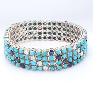 SOLD - 2.60ctw Diamond, Sapphire, and Turquoise Bracelet