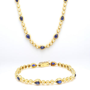 SOLD - 9.00ctw Sapphire and Diamond, Necklace and Bracelet Set