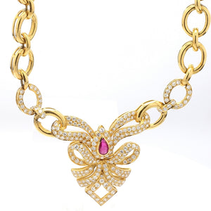 SOLD - 1.91ctw Round Brilliant Cut Diamond and Ruby Necklace