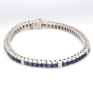 SOLD - 7.75ctw Square Cut Sapphire and Diamond Bracelet