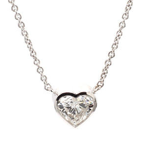 SOLD - 0.63ct H SI2 Heart Shaped Diamond, Bezel Set Necklace - GIA Certified