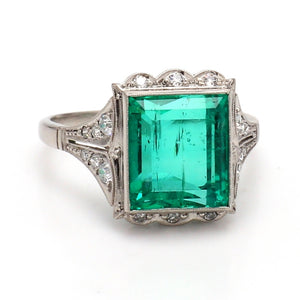 SOLD - 4.44ct Emerald Cut, Colombian Emerald Ring - AGL Certified