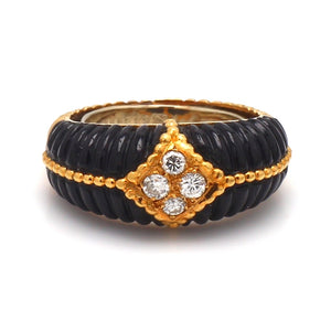 SOLD - Van Cleef & Arpels, Diamond and Onyx Inlay Ring