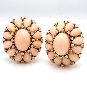 SOLD - Coral and Diamond Earrings