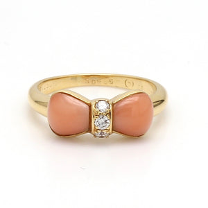 SOLD - Van Cleef & Arpels, Coral and Diamond Bow Ring