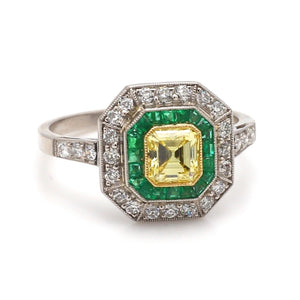 SOLD - 0.59ct Fancy Yellow, Asscher Cut Diamond Ring