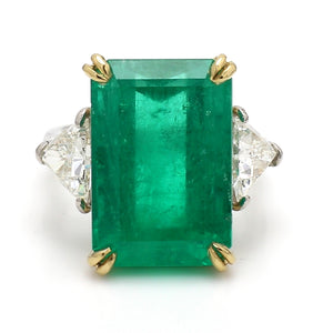 SOLD - 14.91ct Emerald Cut Colombian Emerald Ring - AGL Certified