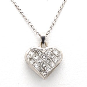 SOLD - 3.25ctw Princess Cut Diamond, Heart Pendant