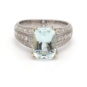 SOLD - 3.04ct Emerald Cut Aquamarine Ring