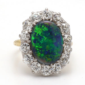 SOLD - 3.50ct Oval Cut Black Opal Ring