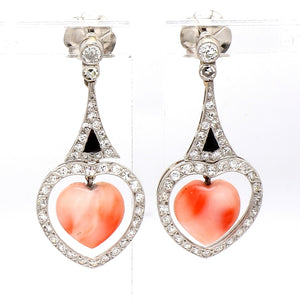SOLD - 0.93ctw Diamond and Coral Earrings