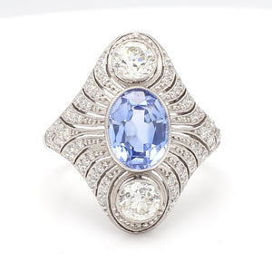 SOLD - 2.28ct Oval Cut Sapphire and Diamond Ring