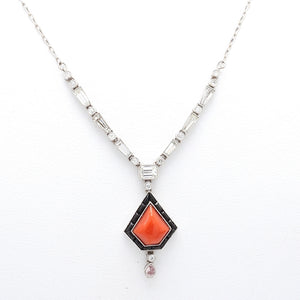 SOLD - 1.09ctw Diamond and Coral Necklace