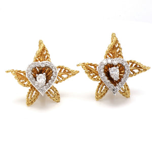 1.00ctw Pear and Round Brilliant Cut Diamond Earrings