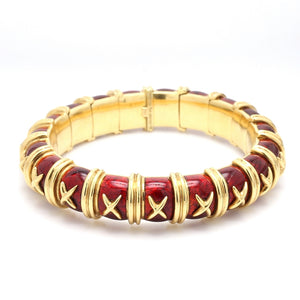 SOLD - Tiffany & Co.  Schlumberger, Red Enamel Inlay Bracelet