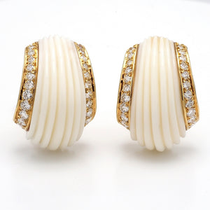 SOLD - 0.70ctw Round Brilliant Cut Diamond and Coral Earrings