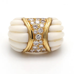 SOLD - Charles Turi, Coral and Diamond Ring